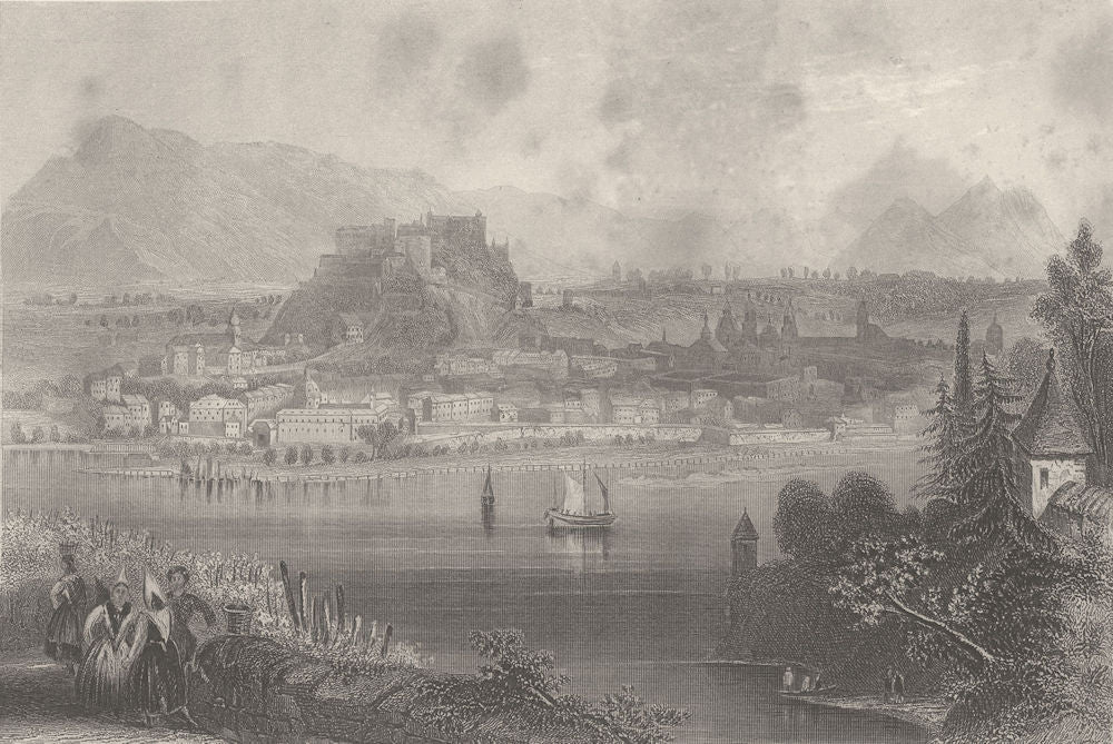 MUSIC. Salzburg. Birth place of Mozart c1856 old antique vintage print picture